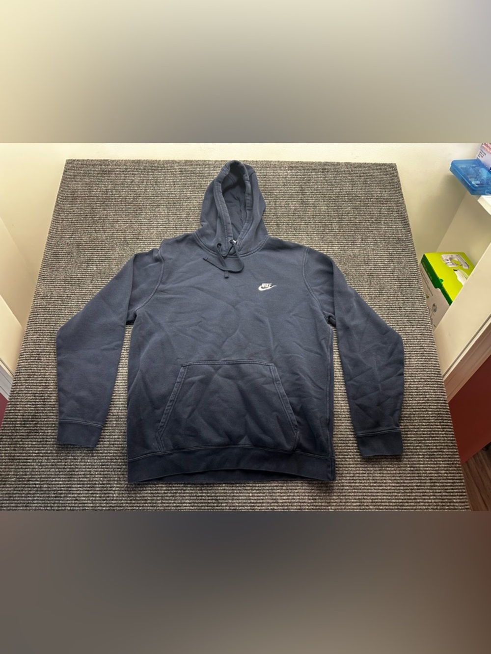 Men’s Nike Blue Pullover Hooded Hoodie Kangaroo Pocket Sweatshirt Size Large